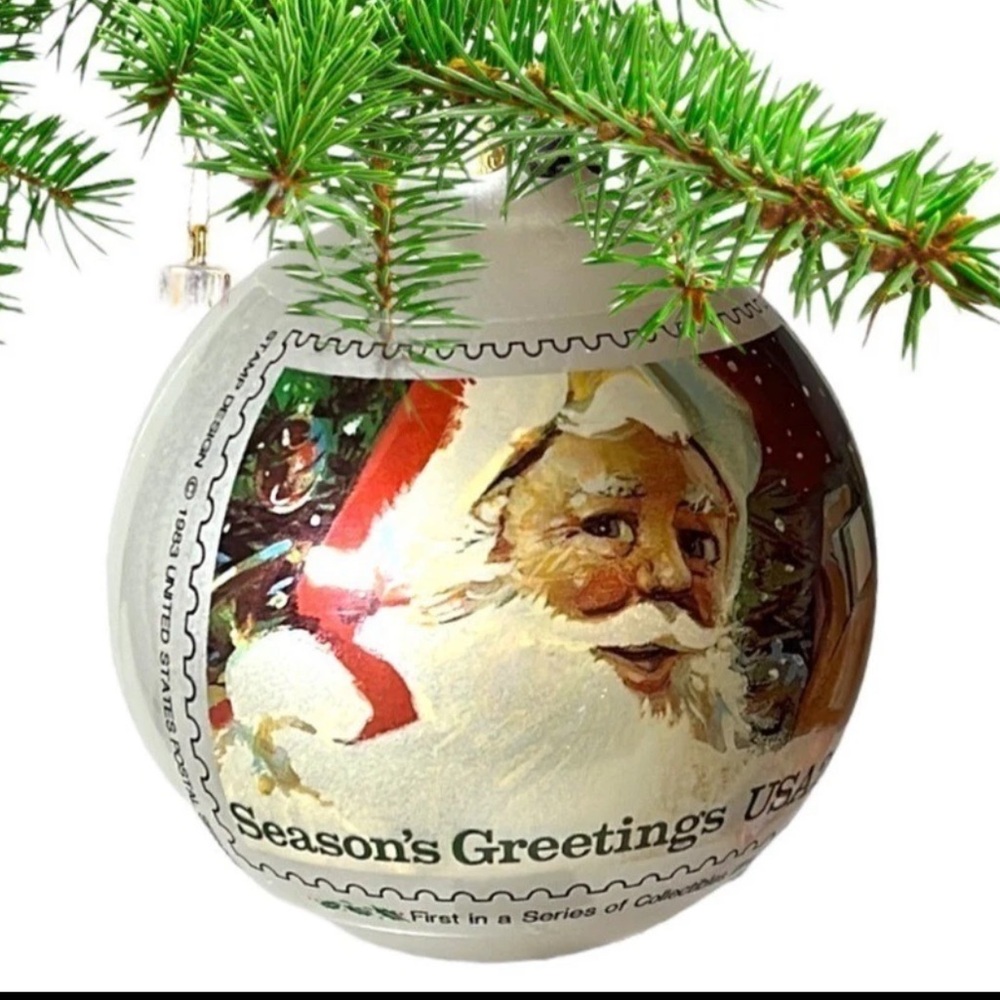 Stamp Design Season's Greetings 1987 Collectors Edition Glass Ball Ornament USPS